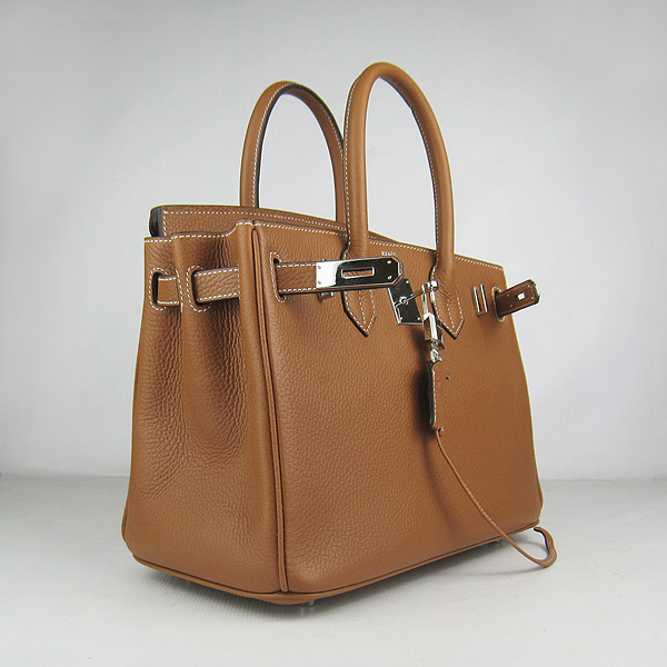 Replica Hermes Birkin 30CM Togo Leather Bag Light Coffee 6088 On Sale